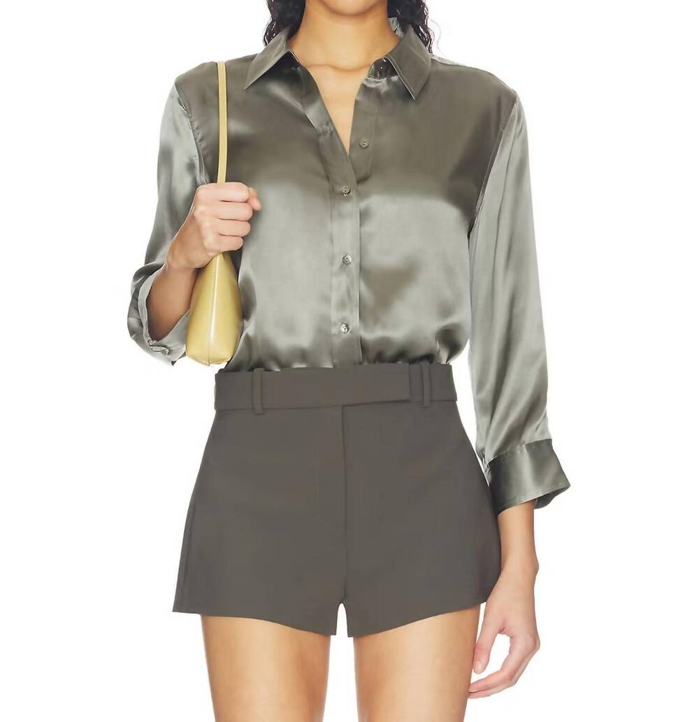 NEW L'AGENCE dani quarter sleeve blouse in smokey olive